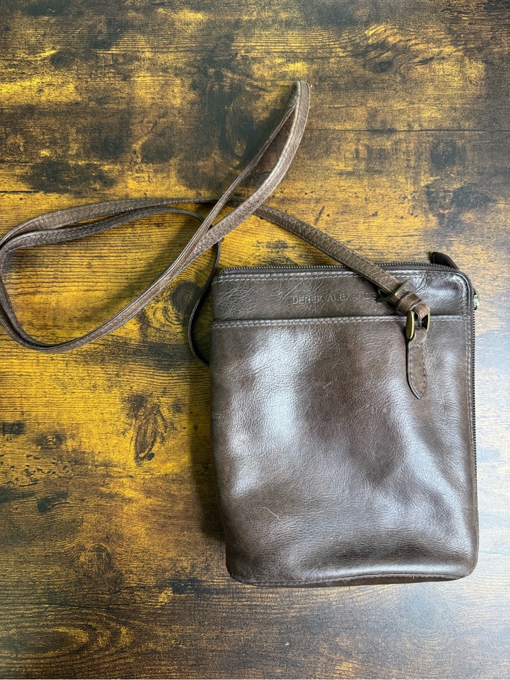 Derek Alexander Brown Leather Crossbody Bag